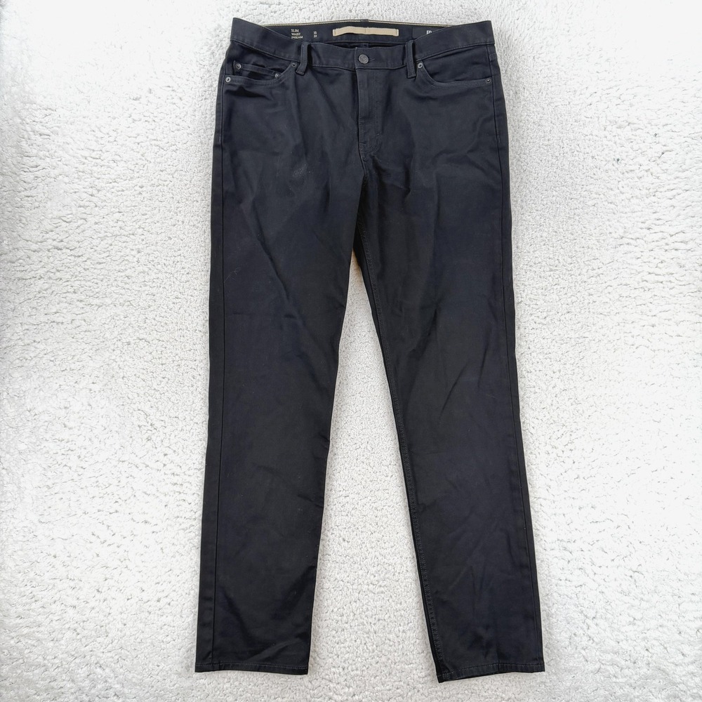 Banana Republic Slim Twill Jeans Mens 35x32 Black Traveler Tapered Stretch Denim